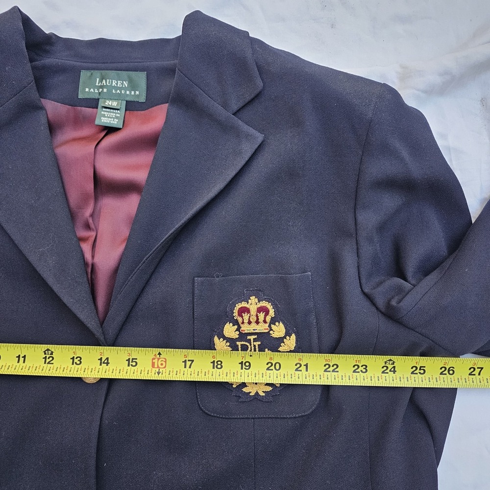 Vintage Ralph Lauren Navy Wool Blazer Crest Gold Buttons Womens Size 24 - Picture 5 of 12